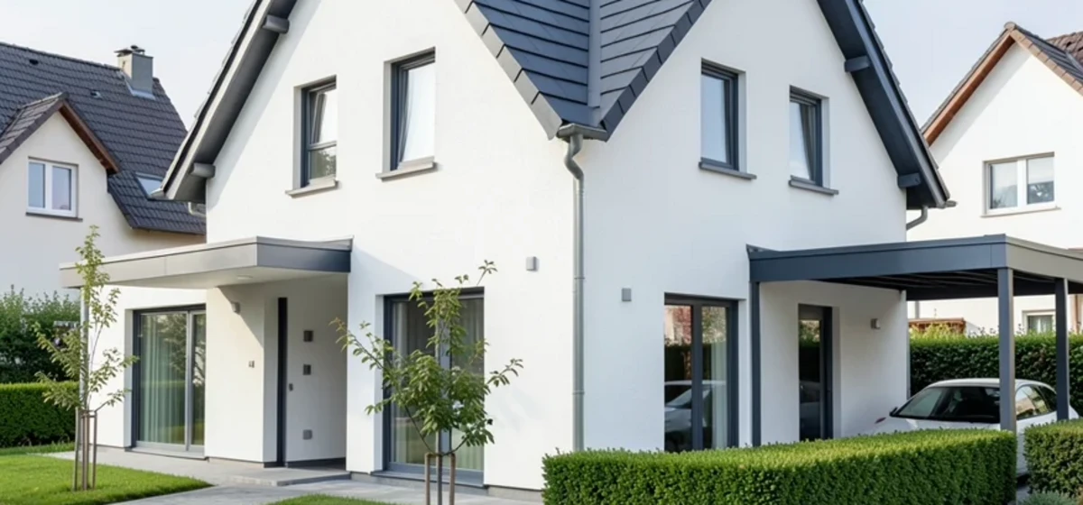 Modernes Einfamilienhaus mit Garten als Beispiel für einen Immobilienkauf in Bayern