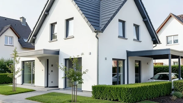 Modernes Einfamilienhaus mit Garten als Beispiel für einen Immobilienkauf in Bayern